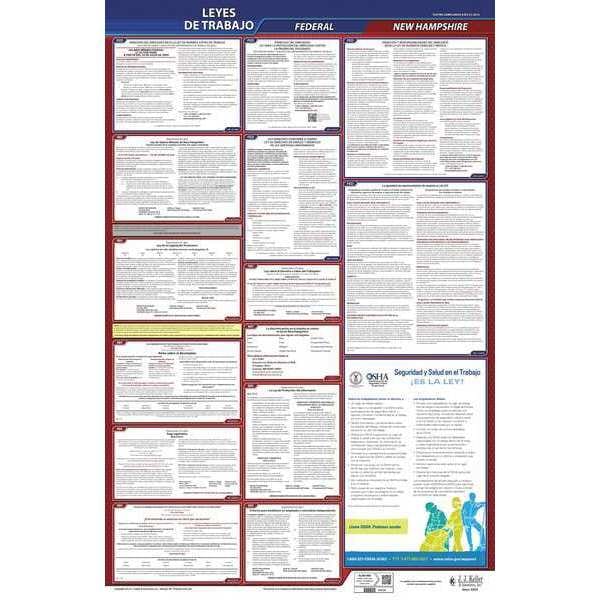 Jj Keller Labor Law Poster, Fed/STA, NH, SP, 26inH, 3yr - 400-NH-3