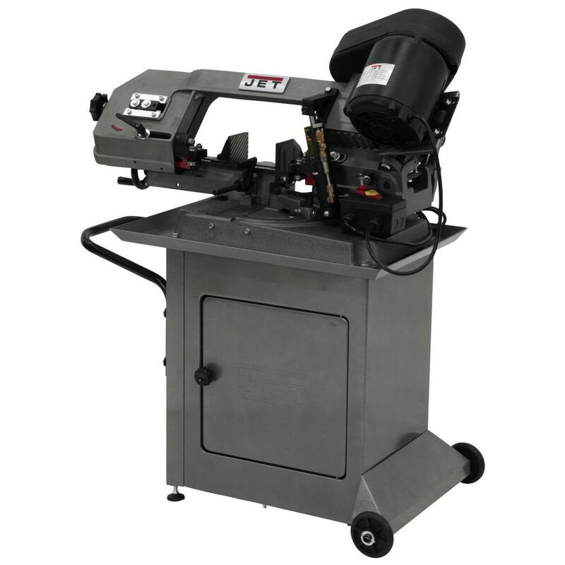 Sierra de cinta horizontal para metalurgia de 1/2 HP y 5 pulgadas x 6 pulgadas con soporte cerrado, 3 velocidades, 115/230 voltios, HBS-56S - 414457
