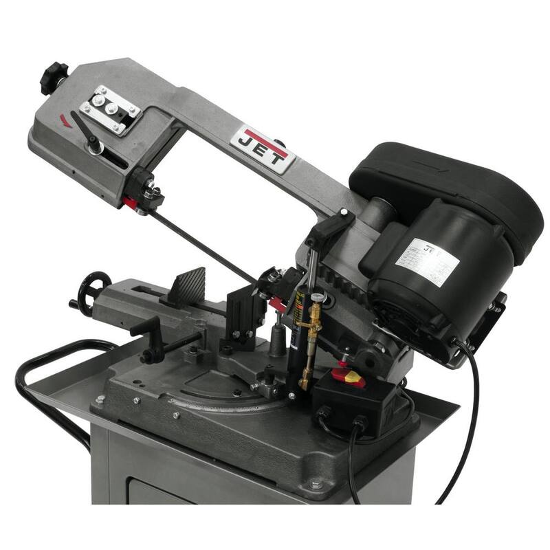 Sierra de cinta horizontal para metalurgia de 1/2 HP y 5 pulgadas x 6 pulgadas con soporte cerrado, 3 velocidades, 115/230 voltios, HBS-56S - 414457