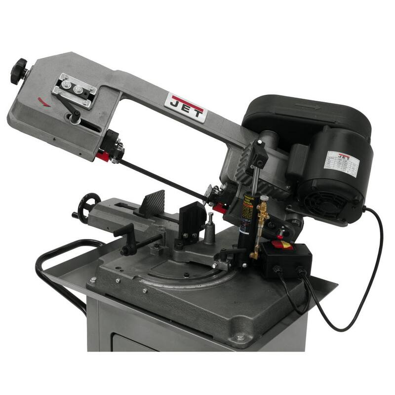 Sierra de cinta horizontal para metalurgia de 1/2 HP y 5 pulgadas x 6 pulgadas con soporte cerrado, 3 velocidades, 115/230 voltios, HBS-56S - 414457