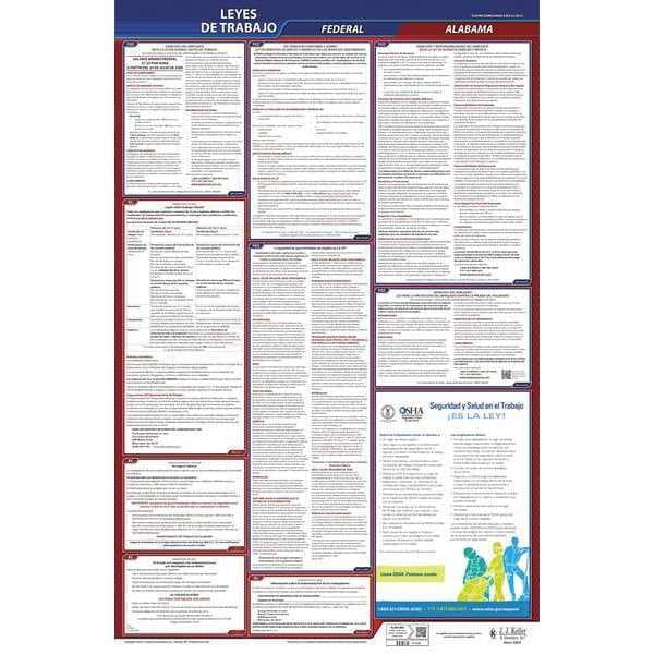 Jj Keller Labor Law Poster, Fed/STA, AL, SP, 26inH, 3yr - 400-AL-3