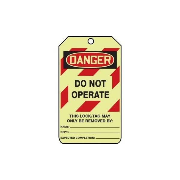 Accuform Safety Tags, DANGER DO NOT OPERATE, 5inx 3in, Glow Plastic, 10PK - TAW202