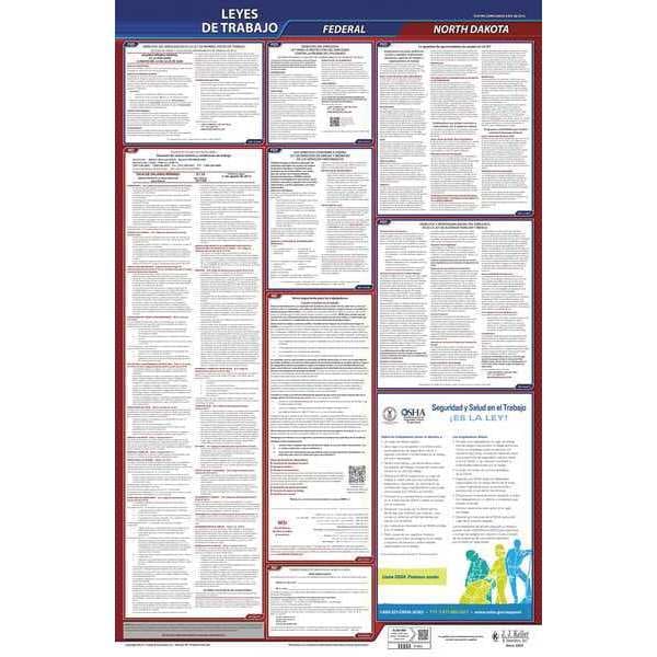 Jj Keller Labor Law Poster, Fed/STA, ND, SP, 26inH, 3yr - 400-ND-3