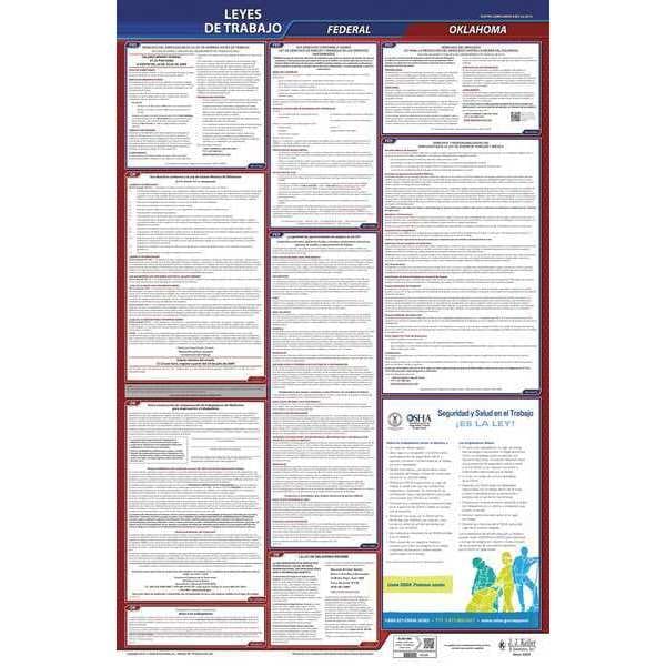 Jj Keller Labor Law Poster, Fed/STA, OK, SP, 26inH, 3yr - 400-OK-3