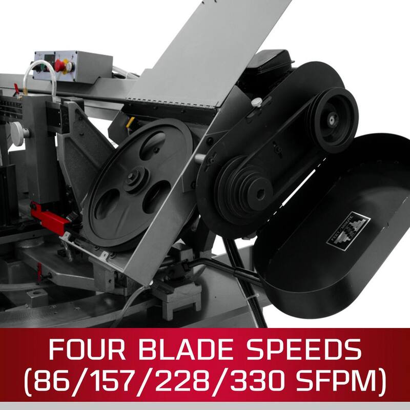Sierra de cinta de doble inglete horizontal para trabajo con metales de Jet de 10 pulgadas x 18 pulgadas, 2 HP, 230 voltios, 3 fases - 413410.