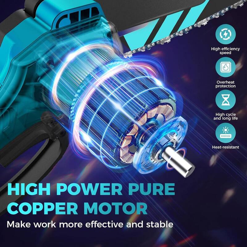 Mini motosierra Saker, motosierra eléctrica portátil de 6 pulgadas inalámbrica (2 baterías de 20V y 3 cadenas azules) - GJ15990-X33701