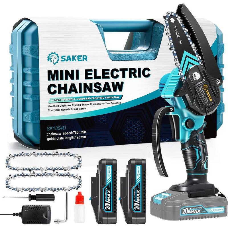 Sierra de cadena eléctrica portátil inalámbrica de 20V (2 baterías de 20V y 3 cadenas azules) - GJ15990-X32253