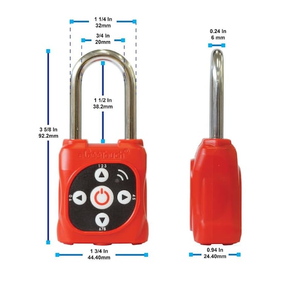 Egeetouch Smart LOTO Padlock, Lockout Tagout - Red - 5-05105-97