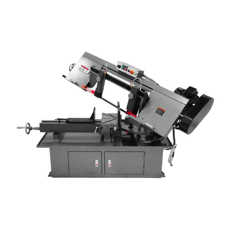 Jet 10 pulg. x 18 pulg. Sierra de cinta de doble inglete horizontal para metalurgia, 1 HP, 230 voltios, 1 fase - 413411