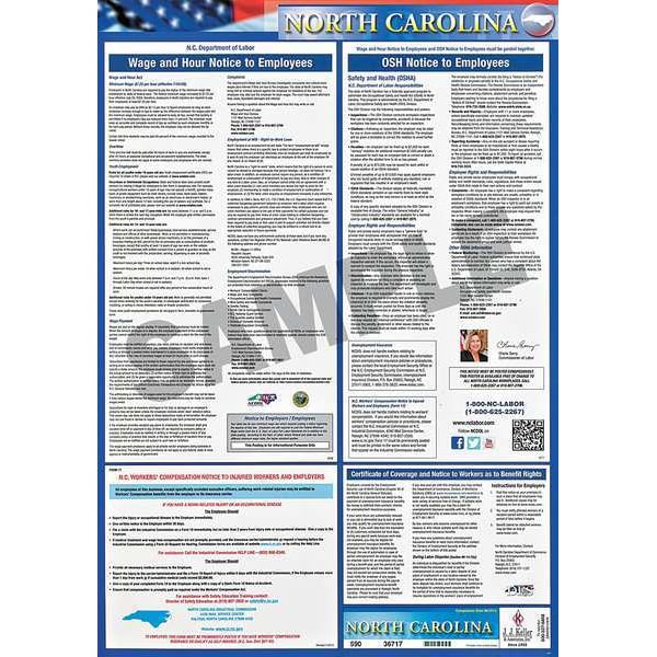 Jj Keller Labor Law Poster, State Labor Law, NC - 200-NC