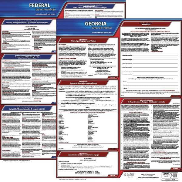 Jj Keller Labor Law Poster Kit, GA, Spanish, 19 In. W - 200-GA-K