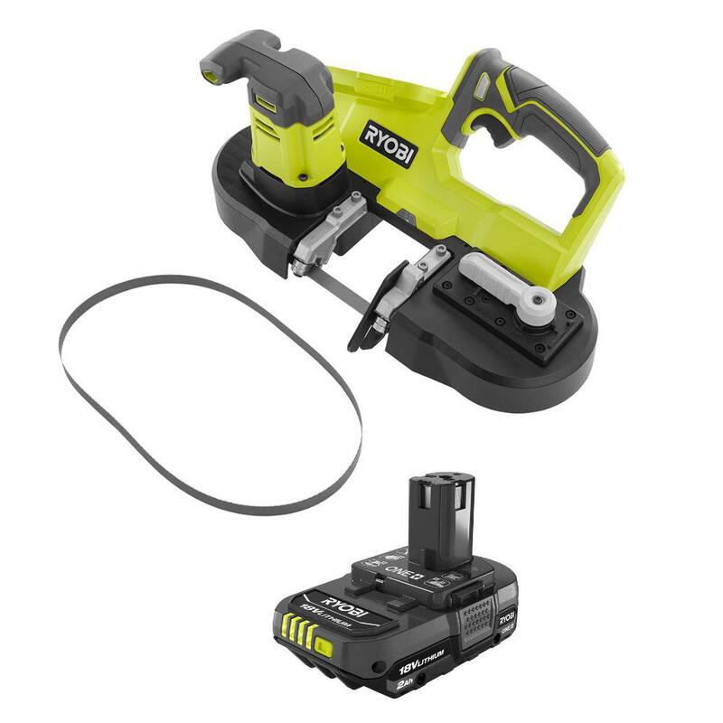 RYOBI ONE+ 18V Sierra de cinta compacta inalámbrica de 2-1/2 pulgadas con batería de 2.0 Ah - P590-PBP006