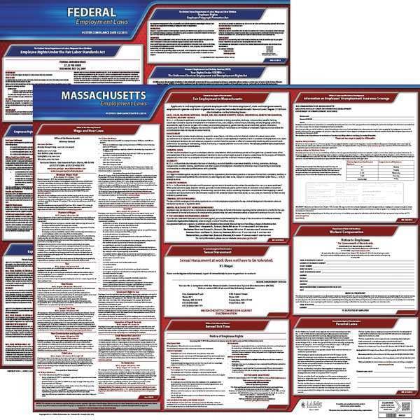 Jj Keller Labor Law Poster Kit, MA, English, 27 In. W - 100-MA-K