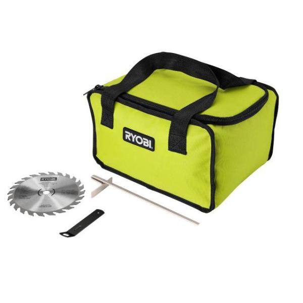 Sierra circular de 7-1/4 pulgadas con cable de 15 amperios de RYOBI con sistema de alineación láser EXACTLINE, hoja de carburo de tungsteno de 24 dientes, guía de borde y bolsa - CSB144LZK