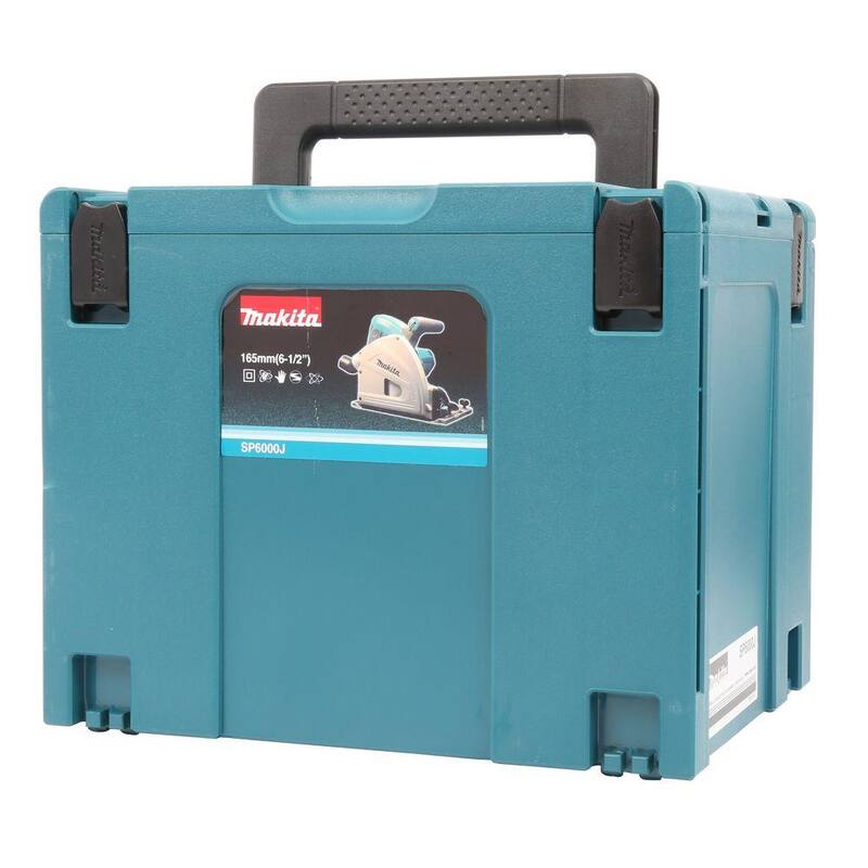 Sierra circular de inmersión con cable de 12 amperes y 6-1/2 pulgadas de Makita con riel guía de 55 pulgadas, hoja de carburo de 48 dientes y estuche rígido - SP6000J1