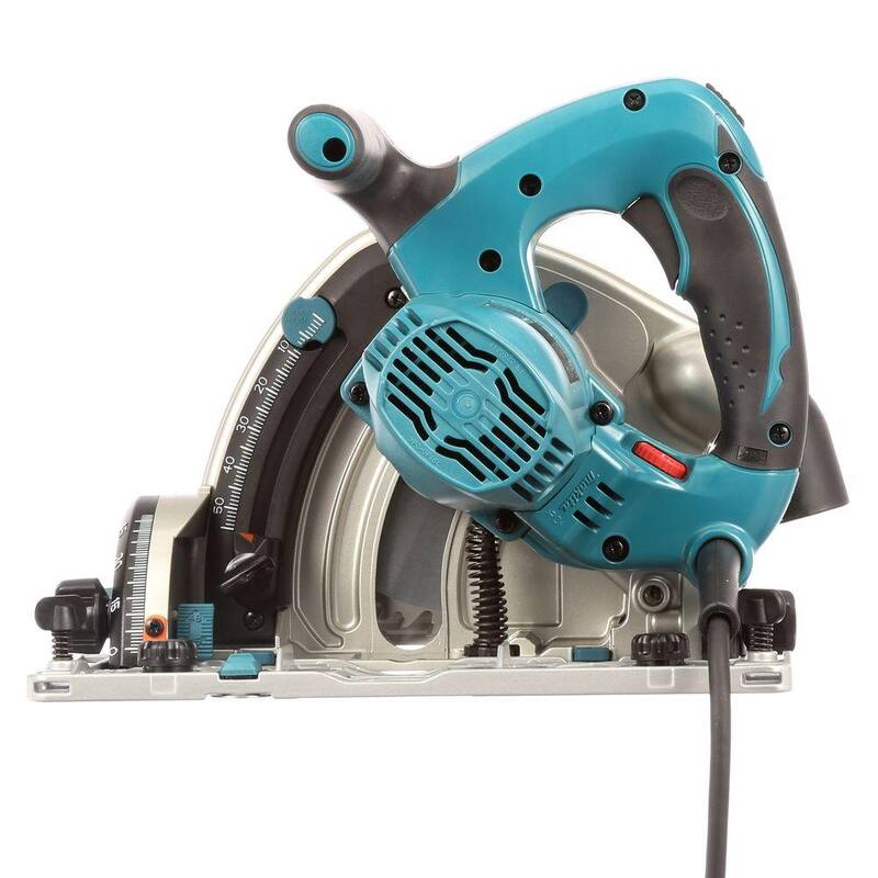 Sierra circular de inmersión con cable de 12 amperes y 6-1/2 pulgadas de Makita con riel guía de 55 pulgadas, hoja de carburo de 48 dientes y estuche rígido - SP6000J1