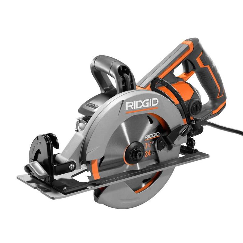 Sierra circular de tipo Worm Drive RIDGID THRUCOOL de 15 amperios y 7-1/4 pulgadas - R32104