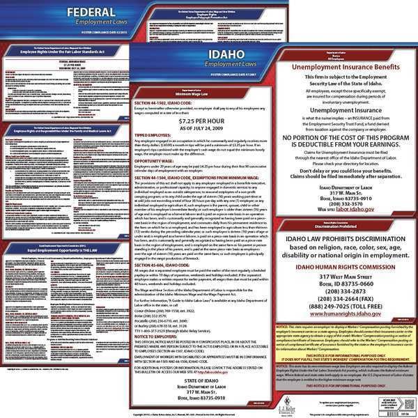 Jj Keller LaborLaw Poster, Fed/STA, ID, ENG, 20inH, 3yr - 100-ID-3