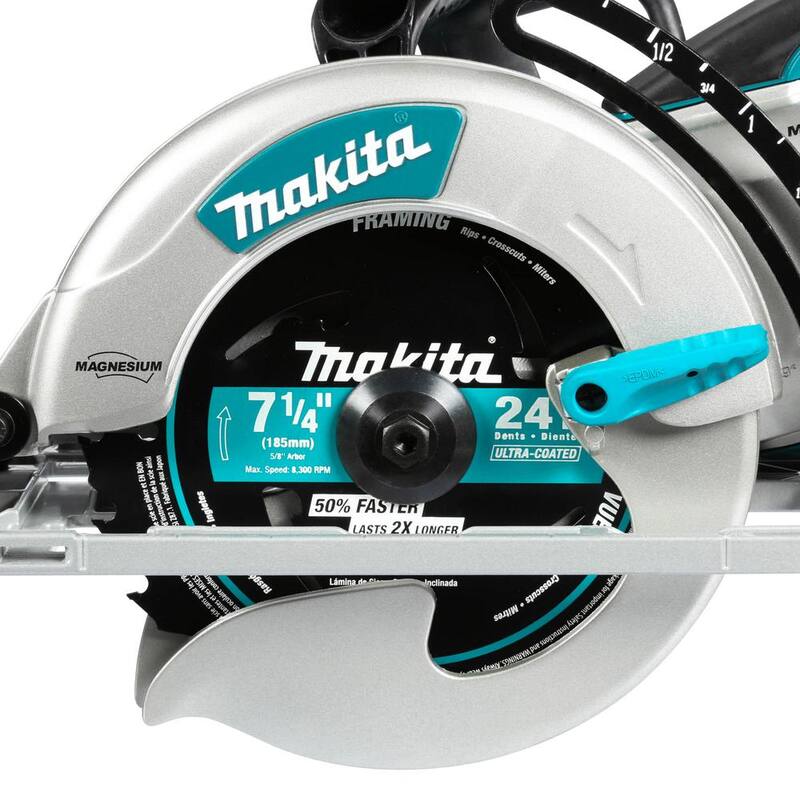 Sierra circular hipoloide de magnesio ligera con cable de 15 amperios y 7-1/4 pulgadas de Makita con ventilador incorporado y hoja de carburo de 24 dientes - 5377MG