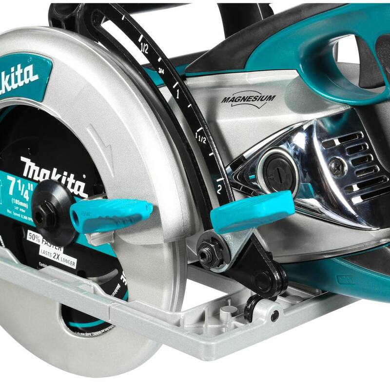 Sierra circular hipoloide de magnesio ligera con cable de 15 amperios y 7-1/4 pulgadas de Makita con ventilador incorporado y hoja de carburo de 24 dientes - 5377MG