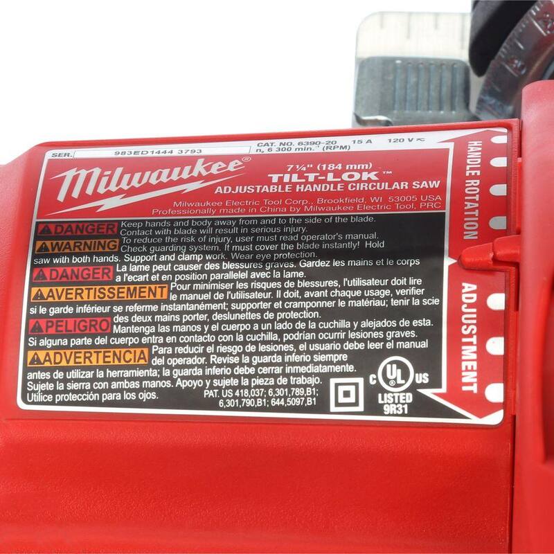 Sierra circular Milwaukee 15 amperes 7-1/4 pulgadas Tilt-Lok con estuche rígido - 6390-21