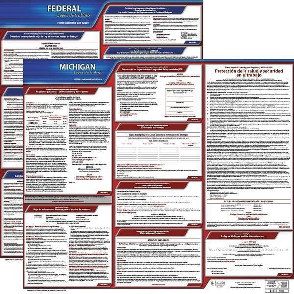 Jj Keller Labor Law Poster, Fed/STA, MI, SP, 20inH, 3yr - 200-MI-3