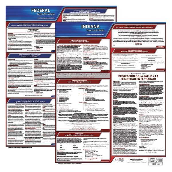 Jj Keller Labor Law Poster, Fed/STA, IN, SP, 20inH, 1yr - 200-IN-1