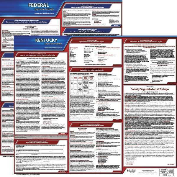 Jj Keller Labor Law Poster, Fed/STA, KY, SP, 20inH, 1yr - 200-KY-1