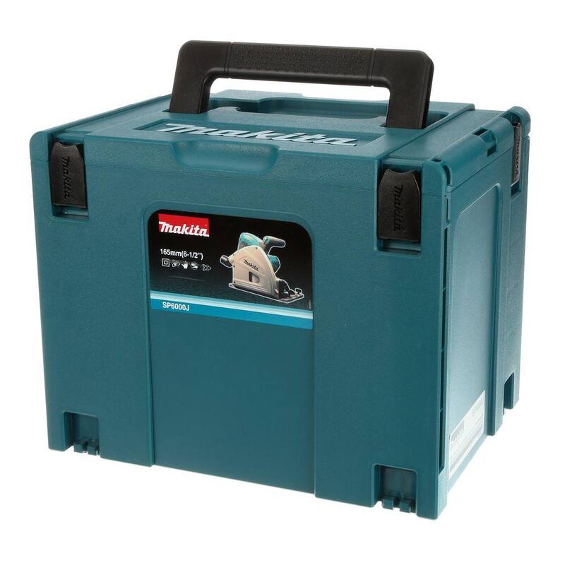 Makita 6-1/2" Sierra Circular de Inmersión, con Estuche de Herramientas Apilable con Riel Guía de 55", Bolsa Premium para Riel Guía de 55" y Sargentos - SP6000J85E07023