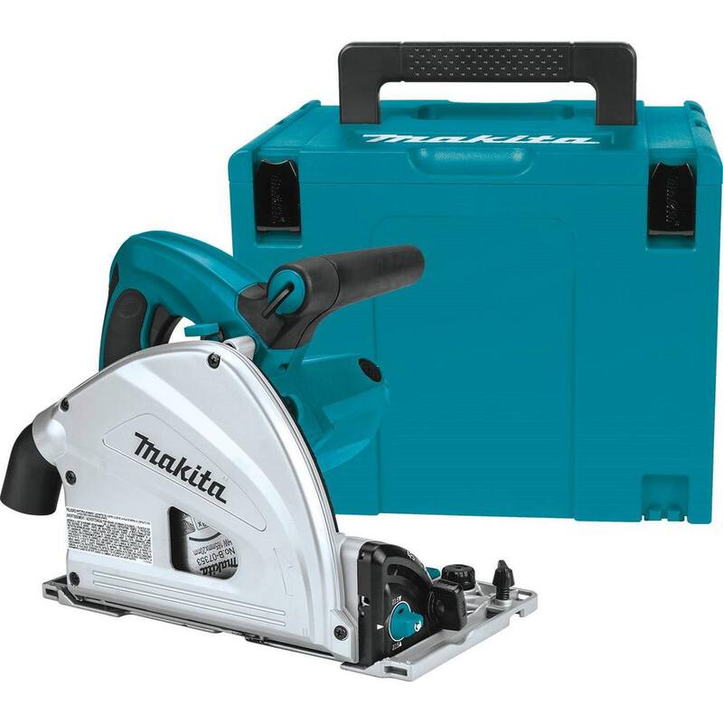 Makita 6-1/2" Sierra Circular de Inmersión, con Estuche de Herramientas Apilable con Riel Guía de 55", Bolsa Premium para Riel Guía de 55" y Sargentos - SP6000J85E07023