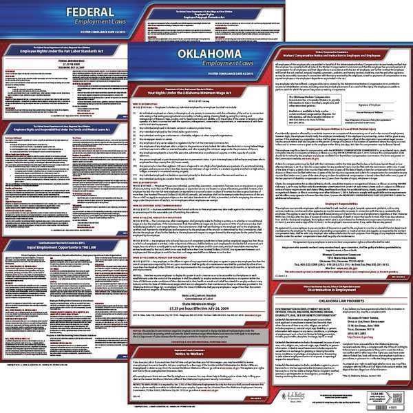 Jj Keller LaborLaw Poster, Fed/STA, OK, ENG, 20inH, 3yr - 100-OK-3