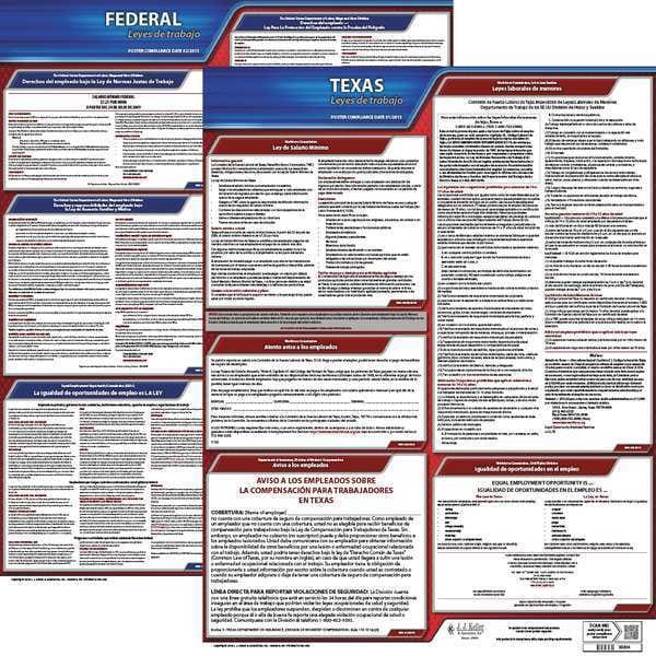Jj Keller Labor Law Poster, STA, TX, SP, 26Wx20inH, 1yr - 200-TX-1