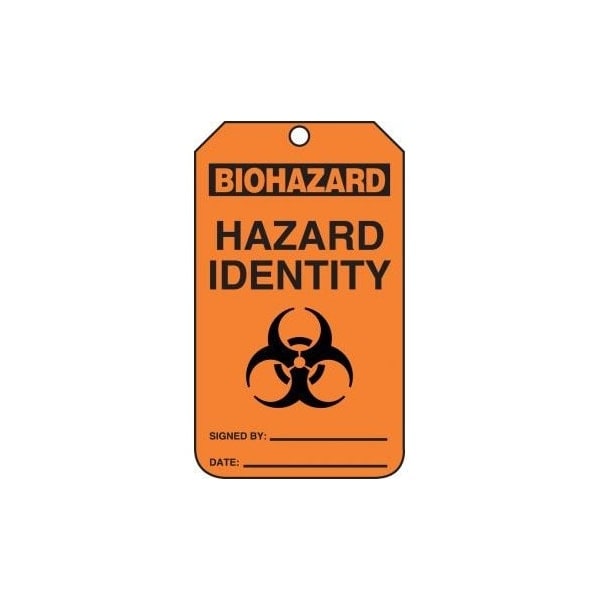 Accuform Safety Tags, BIOHAZARD HAZARD IDENTITY SIGNED BY DATE, 5.75in x 3.25in, PF-Cardstock, 25PK - MGT215CTP