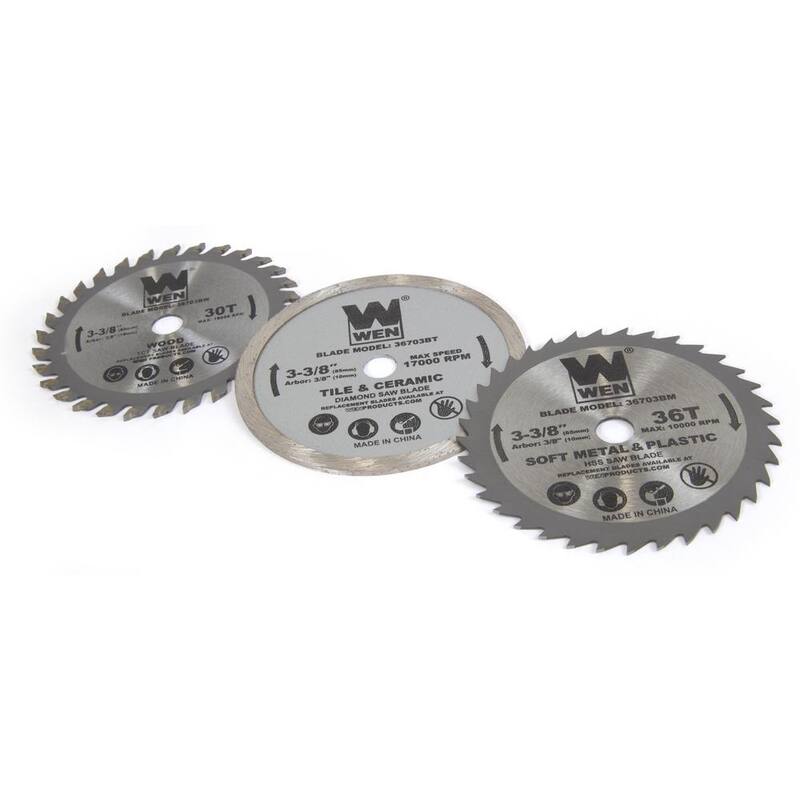 Sierra circular compacta para corte profundo de 3-3/8 pulgadas con láser, estuche de transporte y 3 hojas - 36704