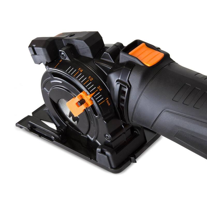 Sierra circular compacta para corte profundo de 3-3/8 pulgadas con láser, estuche de transporte y 3 hojas - 36704
