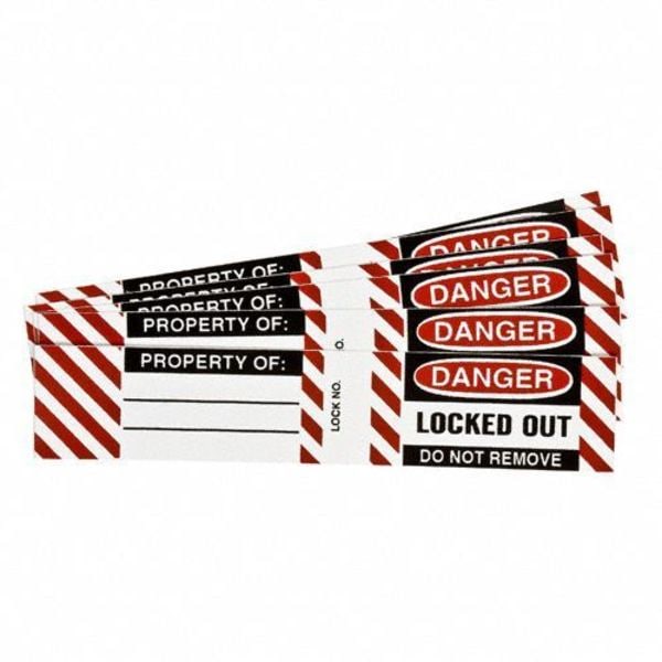 Brady Padlock Label, Danger, Vinyl, 4 1/2 in Width, 3/4 in Height, Write On Surface: No , 6 PK - 50280