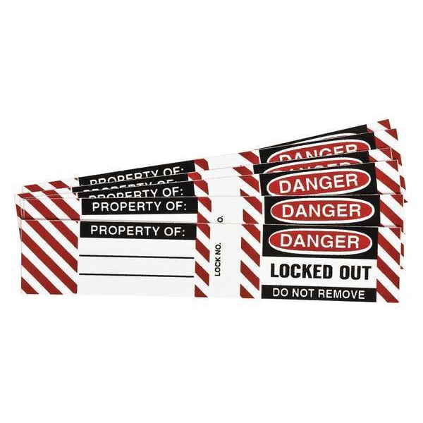 Brady Padlock Label, Danger, Vinyl, 4 1/2 in Width, 3/4 in Height, Write On Surface: No , 6 PK - 50280