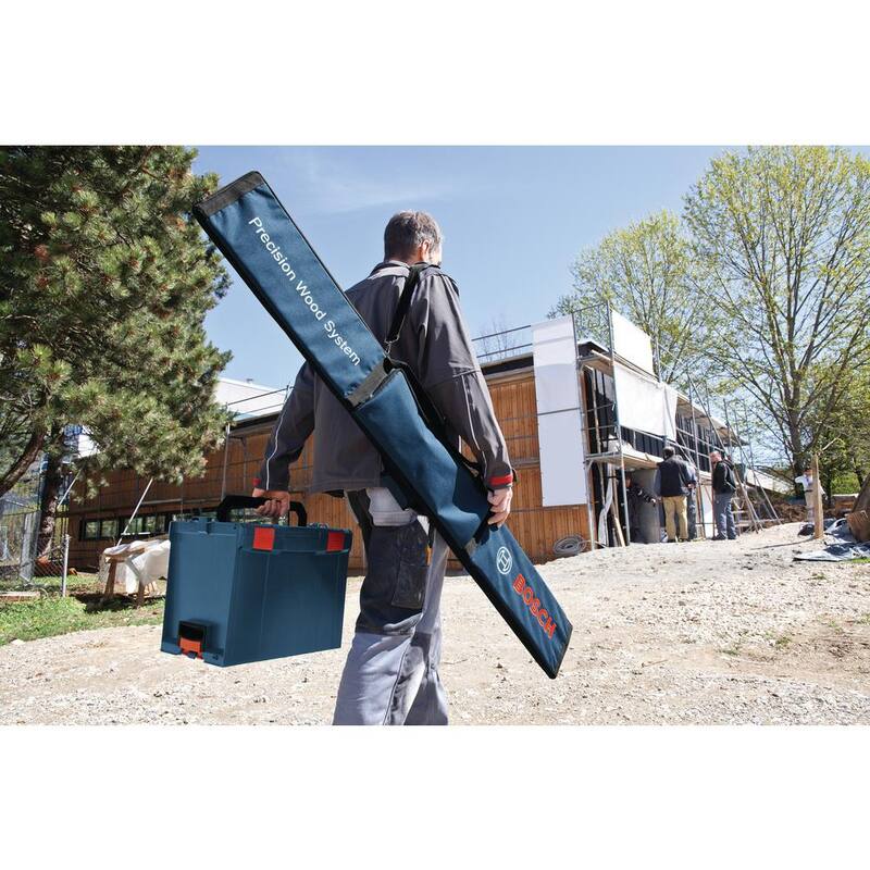 Siendo súper específico con respecto a tu instrucción, la traducción del título sería: "Bosch Sierra de Riel Eléctrica de 6-1/2 pulgadas y 13 Amperes con Vías de Aluminio de 63 pulgadas y Bolsa de Transporte - GKT13225FSN1600"