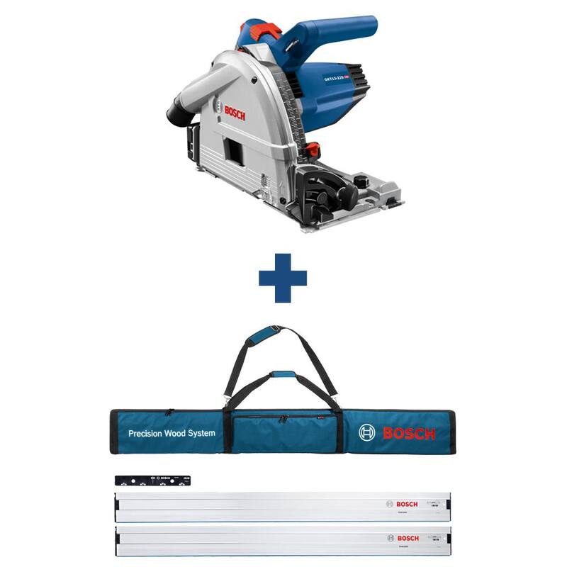Siendo súper específico con respecto a tu instrucción, la traducción del título sería: "Bosch Sierra de Riel Eléctrica de 6-1/2 pulgadas y 13 Amperes con Vías de Aluminio de 63 pulgadas y Bolsa de Transporte - GKT13225FSN1600"
