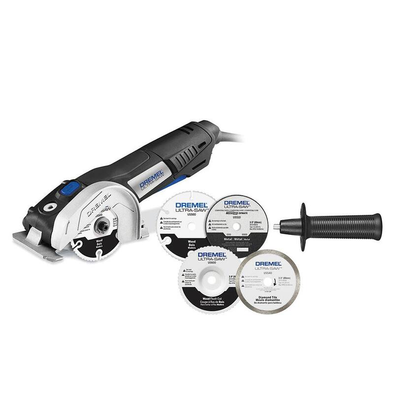 Sierra compacta con cable Dremel Ultra-Saw de 7.5 amperes, kit de herramientas con rueda de corte de azulejo de diamante Ultra-Saw de 3.5" - US40-04+US540