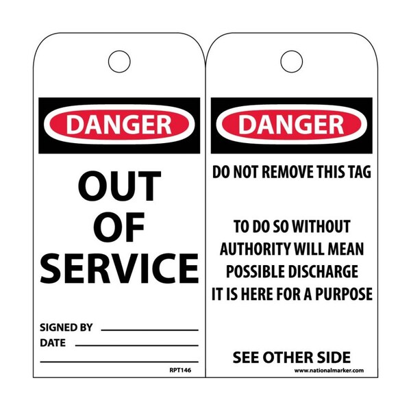 Nmc Danger Out Of Service Tag, Pk25 - RPT146ST