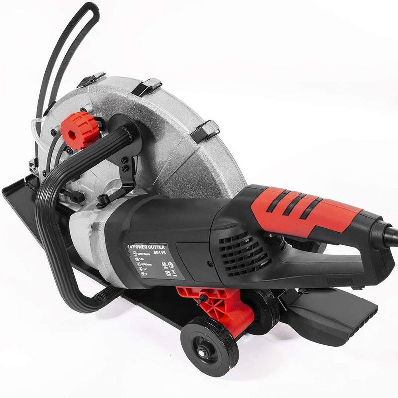 Cortadora circular húmeda/seca industrial con cable de 15 amperes de 14 pulgadas XtremepowerUS con rodillo guía y ajuste de profundidad - 50118-H1