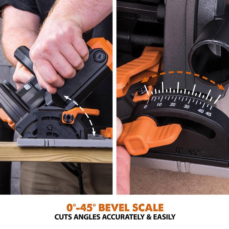 Evolution Power Tools Kit de Sierra Circular de Carril de 15 Amperes de 7-1/4 pulgadas con Carril de 40 pulgadas, Freno Eléctrico y Hoja Multi-Material - R185CCSX