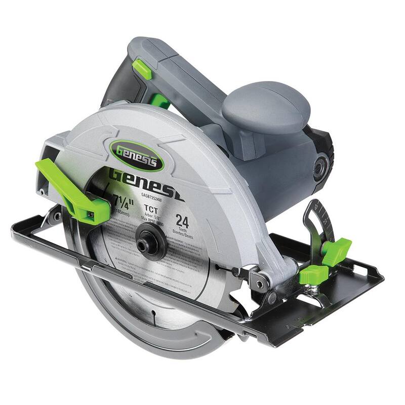 Genesis 13 Amp 7-1/4 in. Sierra Circular con Protector Inferior de Metal, Bloqueo de Husillo, Hoja de 24 dientes, Guía de Corte y Llave para Hoja - GCS130