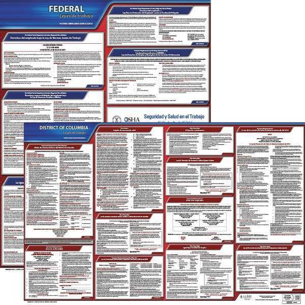 Jj Keller Labor Law Poster, Fed/STA, DC, SP, 20inH, 1yr - 200-DC-1