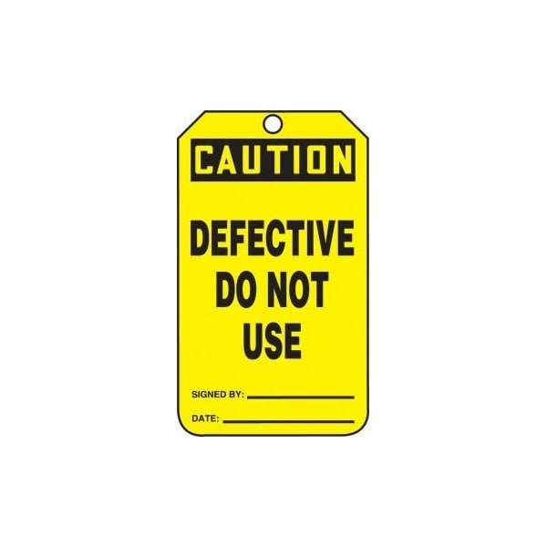 Accuform Safety Tags, CAUTION DEFECTIVE DO NOT USE, 8.5inx 3.875in, PF-Cardstock, 25PK - MDT676CTP