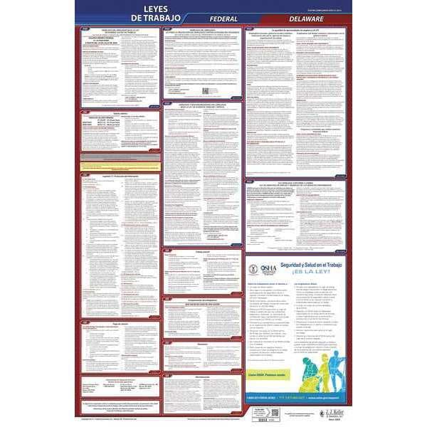 Jj Keller Labor Law Poster, Fed/STA, DE, SP, 40Wx26inH - 400-DE