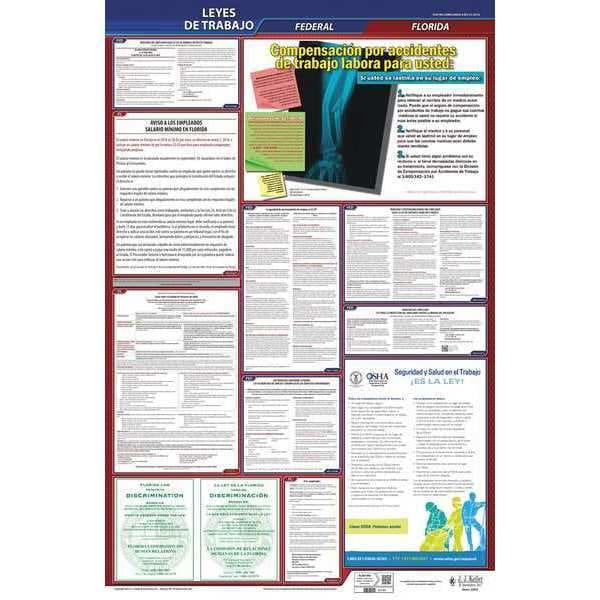 Jj Keller Labor Law Poster, Fed/STA, FL, SP, 26inH, 1yr - 400-FL-1