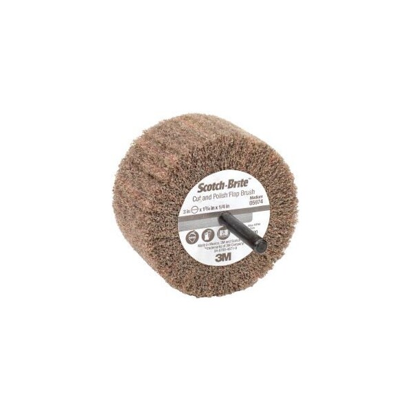 3M Scotch-Brite Cut and Polish Flap Brush, 3 x 1-3/4 x 1/4 MED Grit Aluminum Oxide - 7100050520