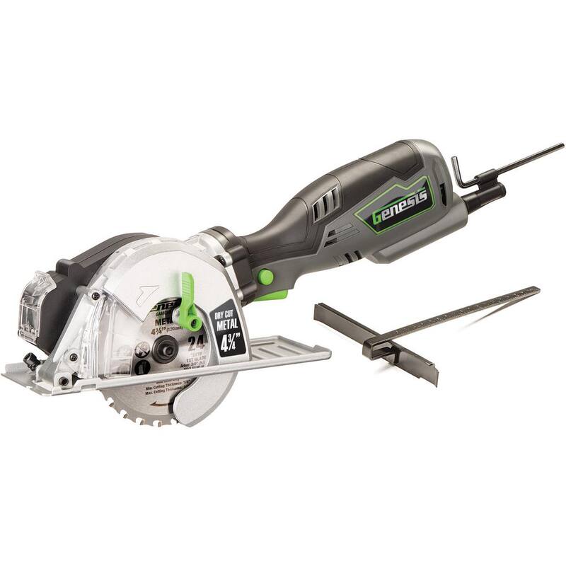 Genesis 5.8 Amp 4-3/4 pulgadas Control de Agarre Sierra Circular Compacta para Corte de Metal con Recolector de Virutas y Hoja de Corte de Metal - GMCS547C